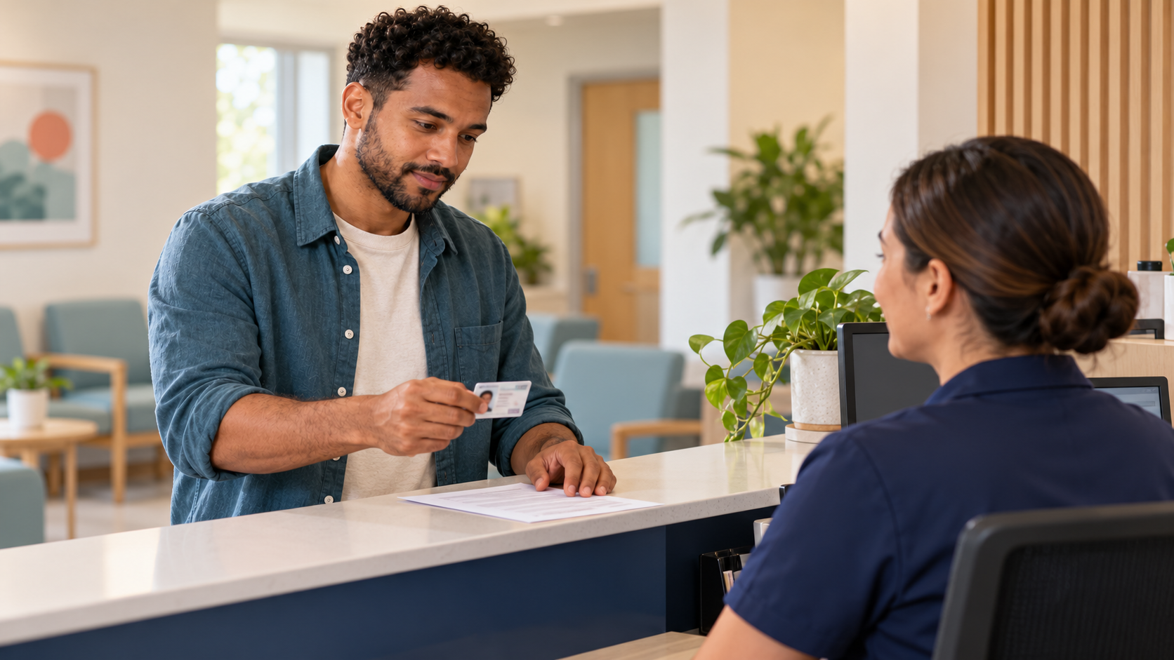 Illustrative visitor showing authorization at collection reception
